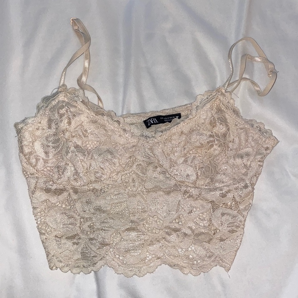 Zara Lace Light Pink Crop Top